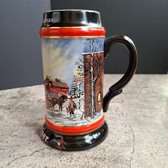 Vintage 1992 Budweiser Holiday Christmas Commemorative Beer Stein - Picture 3 of 9